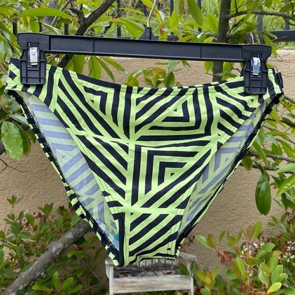 Seafolly Retro Pant Green & Black Abstract Print Bikini Swim Bottom. Size 10 NWT - Picture 1 of 7
